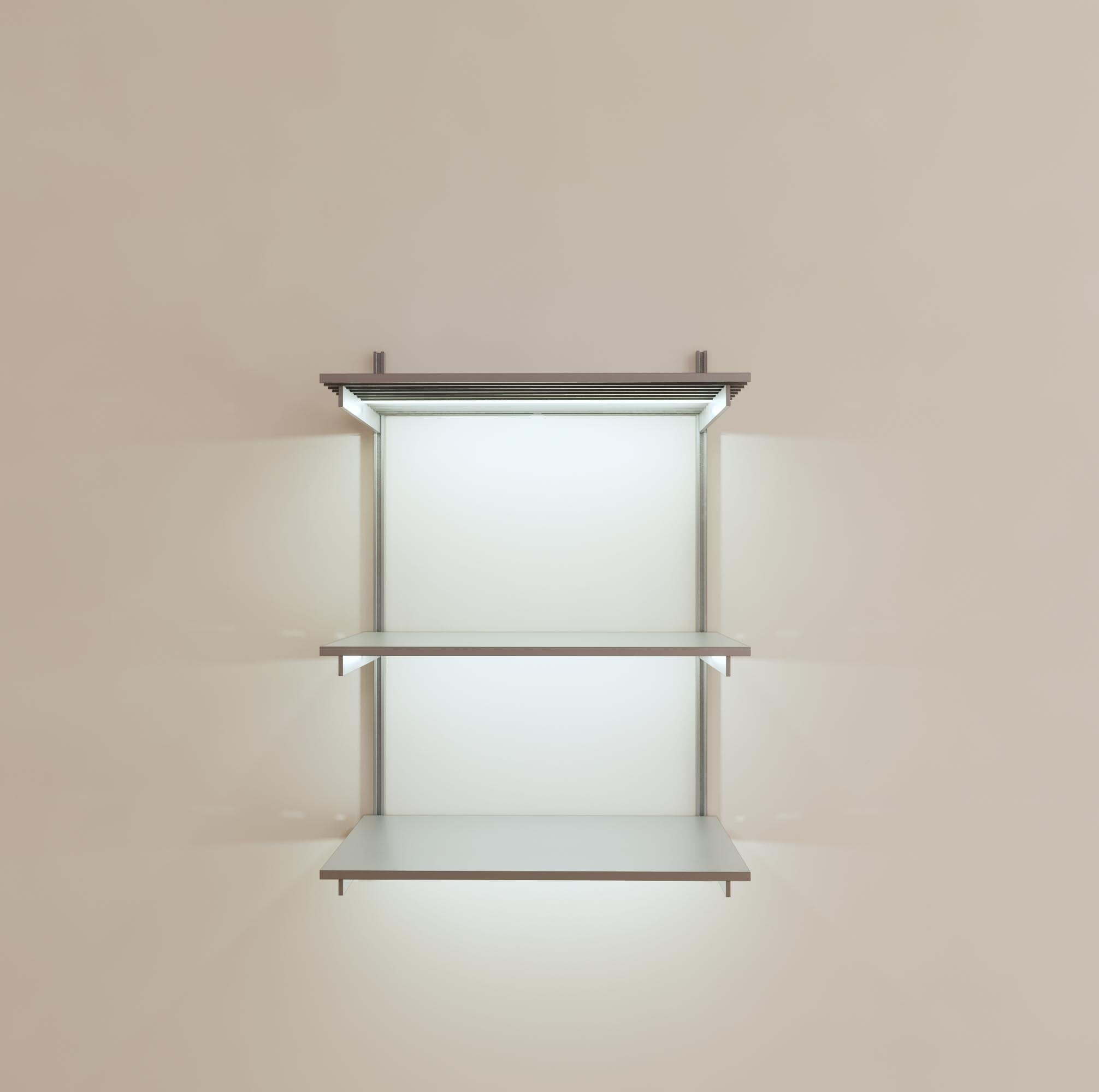 Wall Mounted Shelving Units - 3 Shelf Unit Wood/Aluminum