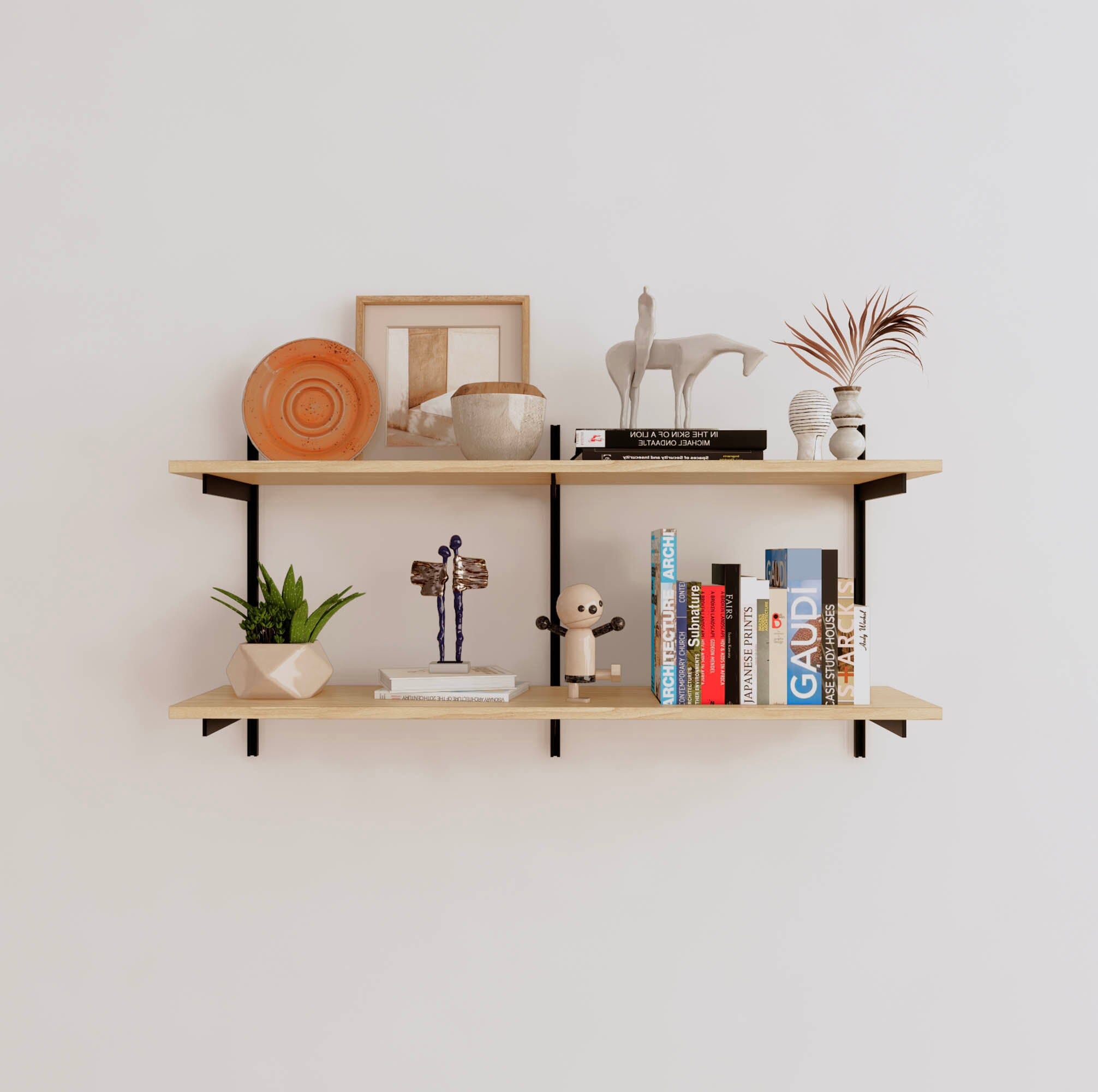 Wall Mounted Shelving Units - 2 Shelf Wood
