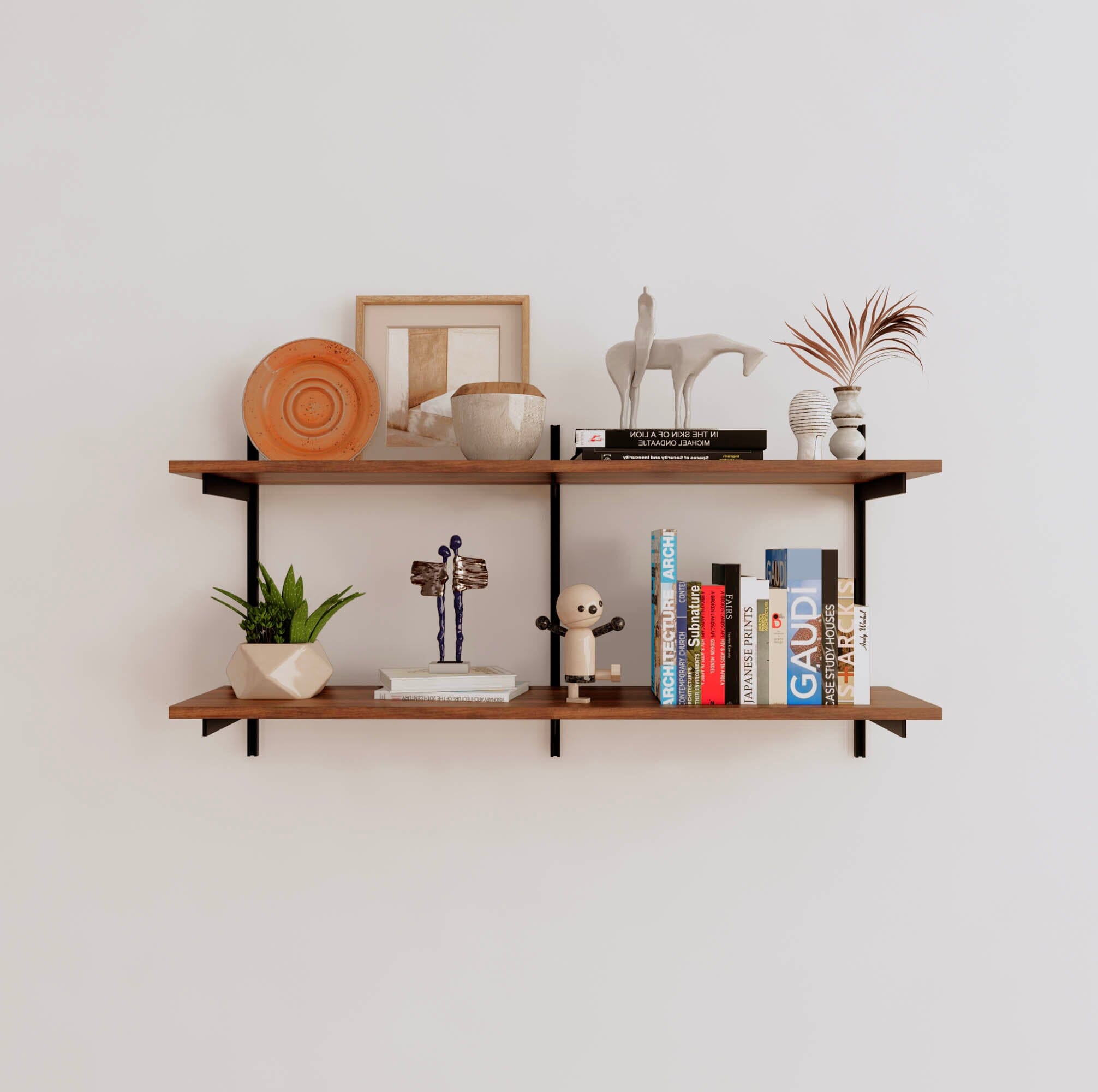 Wall Mounted Shelving Units - 2 Shelf Wood