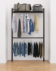 Aluminum Closet Storage System – 2 Hang Bars + 1 Shelf