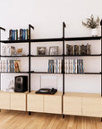 LP Vinyl Media Storage System - Aluminum + Wood Cabinets