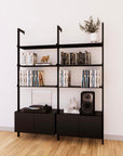 LP Vinyl Media Storage System - Aluminum + Wood Cabinets