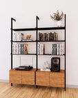 LP Vinyl Media Storage System - Aluminum + Wood Cabinets
