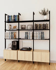 LP Vinyl Media Storage System - Aluminum + Wood Cabinets