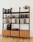LP Vinyl Media Storage System - Aluminum + Wood Cabinets