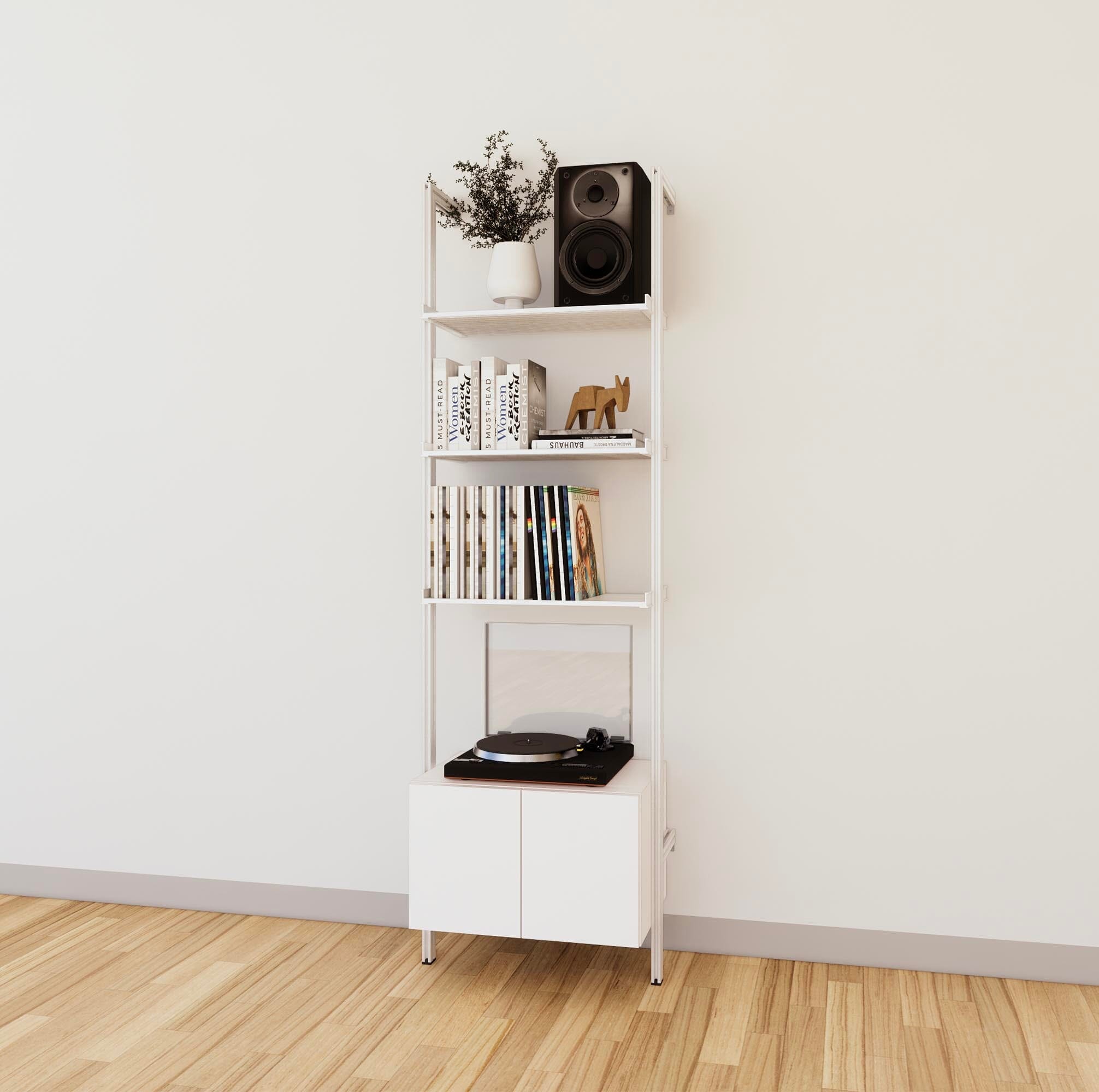 LP Vinyl Media Storage System Aluminum + Wood Modern Shelving