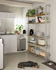 Elegant Aluminaire wall-mounted shelving showcasing books and decor in a cozy home office.