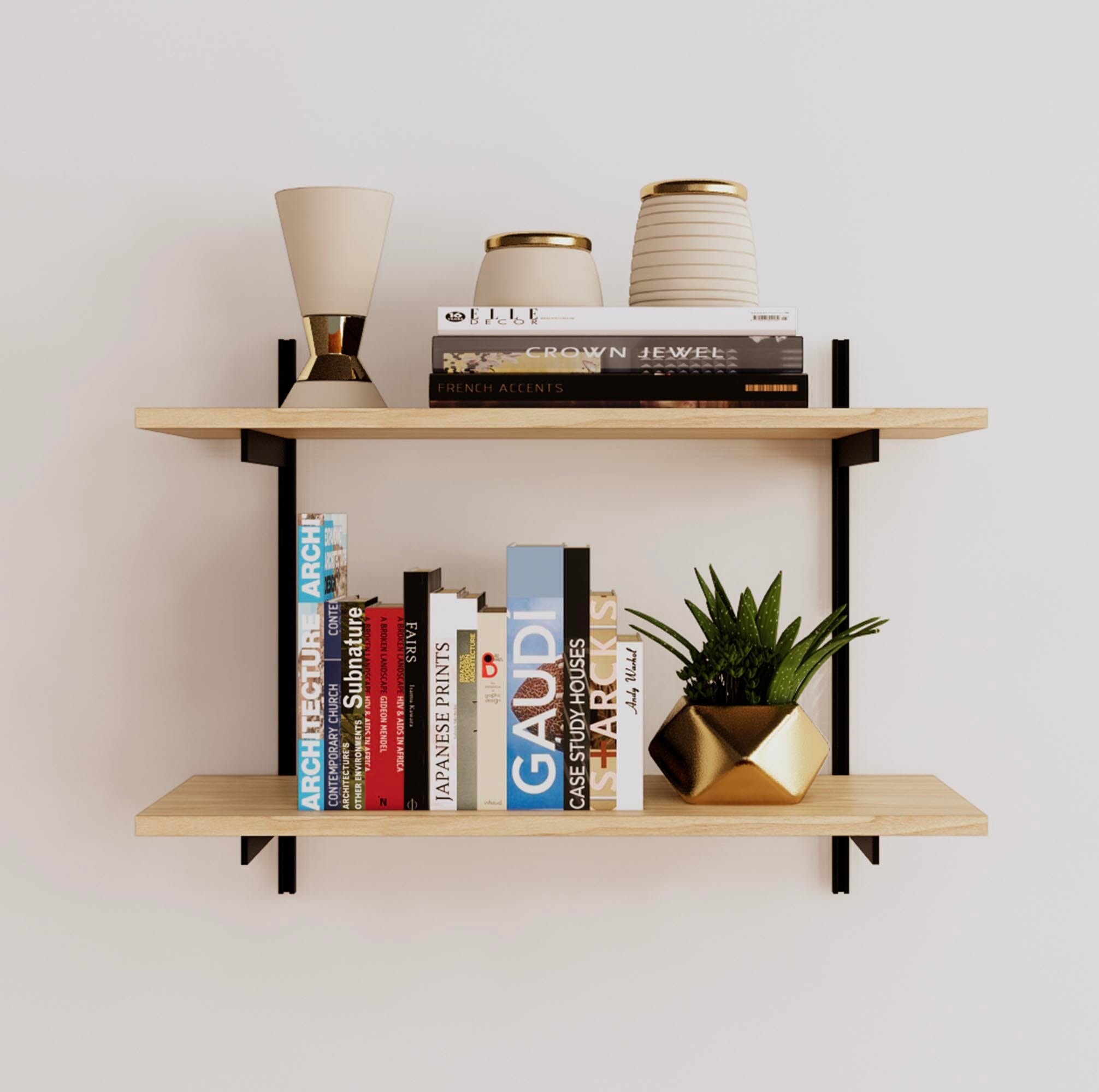 Wall Mounted Shelving Units - 2 Shelf Wood