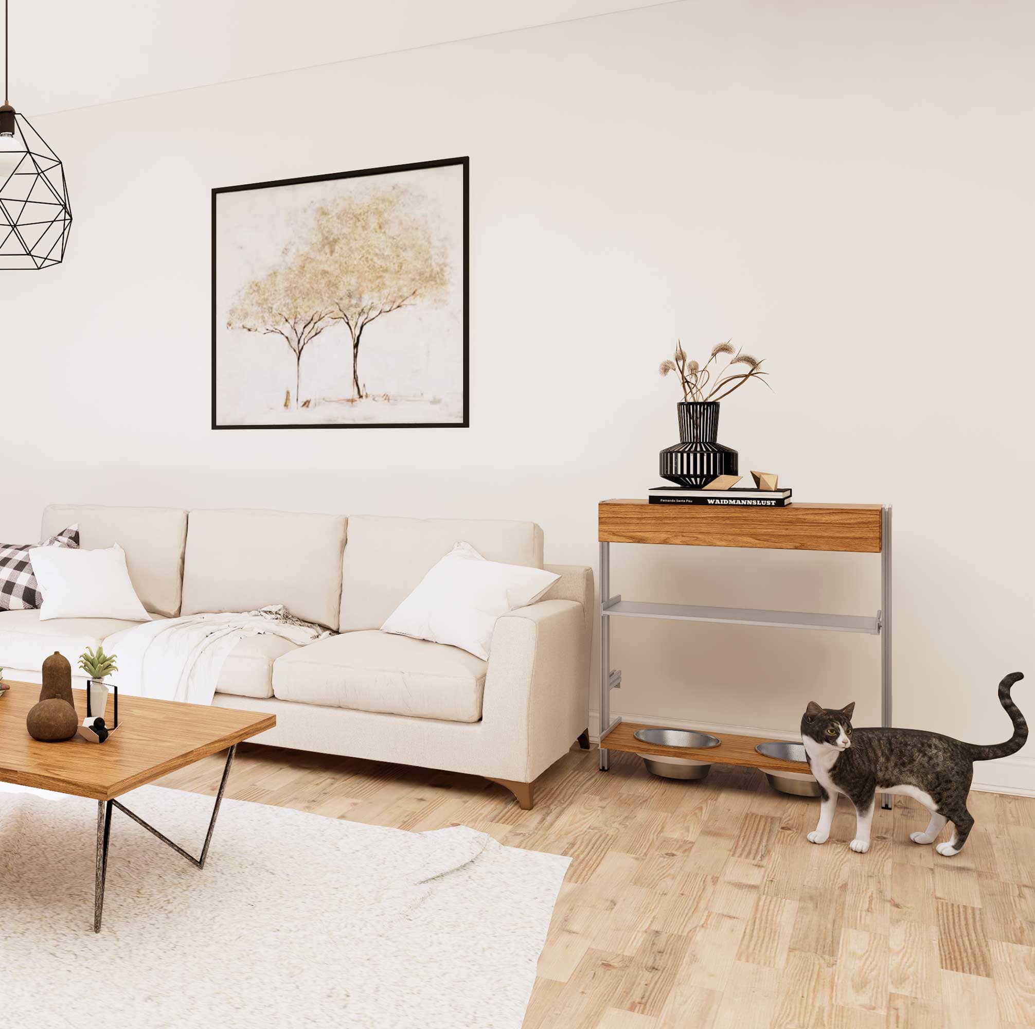 View of Pet Series Shelf for Dog/Cat Bowls – Modern Shelving