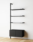 Modular Shelving Units - Aluminum Shelves + Wood Cabinets