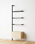 Modular Shelving Units - Aluminum Shelves + Wood Cabinets