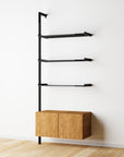 Modular Shelving Units - Aluminum Shelves + Wood Cabinets