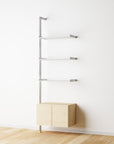 Modular Shelving Units - Aluminum Shelves + Wood Cabinets