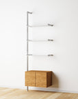 Modular Shelving Units - Aluminum Shelves + Wood Cabinets