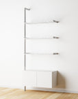 Modular Shelving Units - Aluminum Shelves + Wood Cabinets
