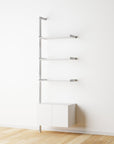 Modular Shelving Units - Aluminum Shelves + Wood Cabinets