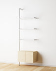 Modular Shelving Units - Aluminum Shelves + Wood Cabinets