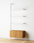 Modular Shelving Units - Aluminum Shelves + Wood Cabinets