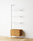 Modular Shelving Units - Aluminum Shelves + Wood Cabinets