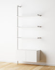 Modular Shelving Units - Aluminum Shelves + Wood Cabinets