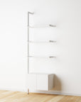 Modular Shelving Units - Aluminum Shelves + Wood Cabinets