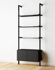 Modular Shelving Units - Aluminum Shelves + Wood Cabinets
