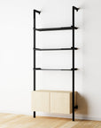 Modular Shelving Units - Aluminum Shelves + Wood Cabinets