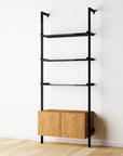 Modular Shelving Units - Aluminum Shelves + Wood Cabinets