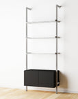 Modular Shelving Units - Aluminum Shelves + Wood Cabinets