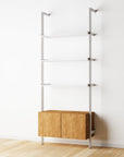 Modular Shelving Units - Aluminum Shelves + Wood Cabinets