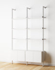 Modular Shelving Units - Aluminum Shelves + Wood Cabinets