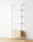 Modular Shelving Units - Aluminum Shelves + Wood Cabinets