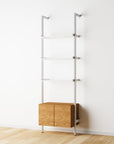 Modular Shelving Units - Aluminum Shelves + Wood Cabinets