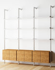 Modular Shelving Units - Aluminum Shelves + Wood Cabinets