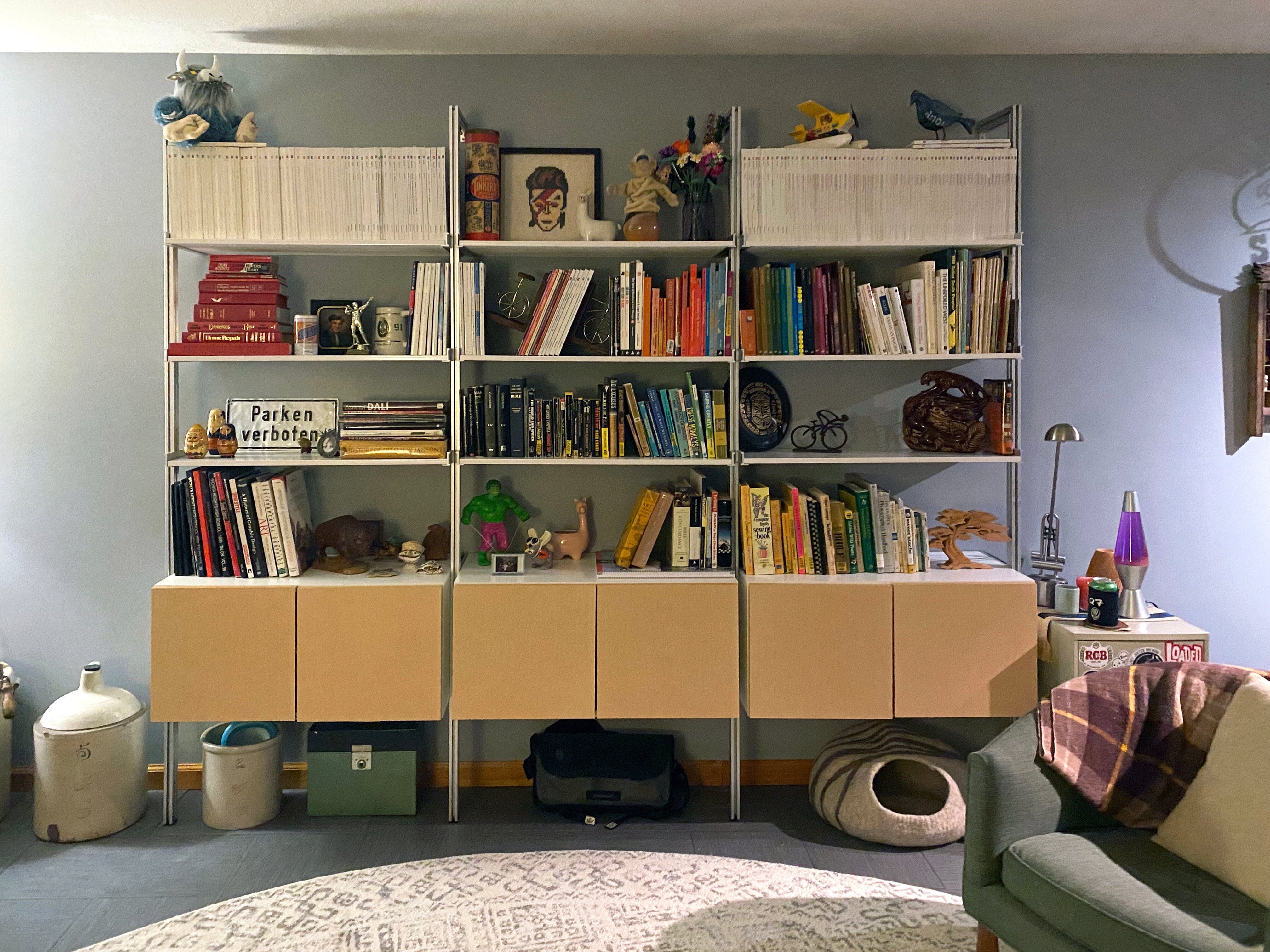 Modern Shelving Transforms a Basement into a Stylish, Functional Space