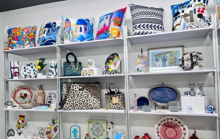 Mother Daughter Duo Display Wares at Their Greek Imports Store