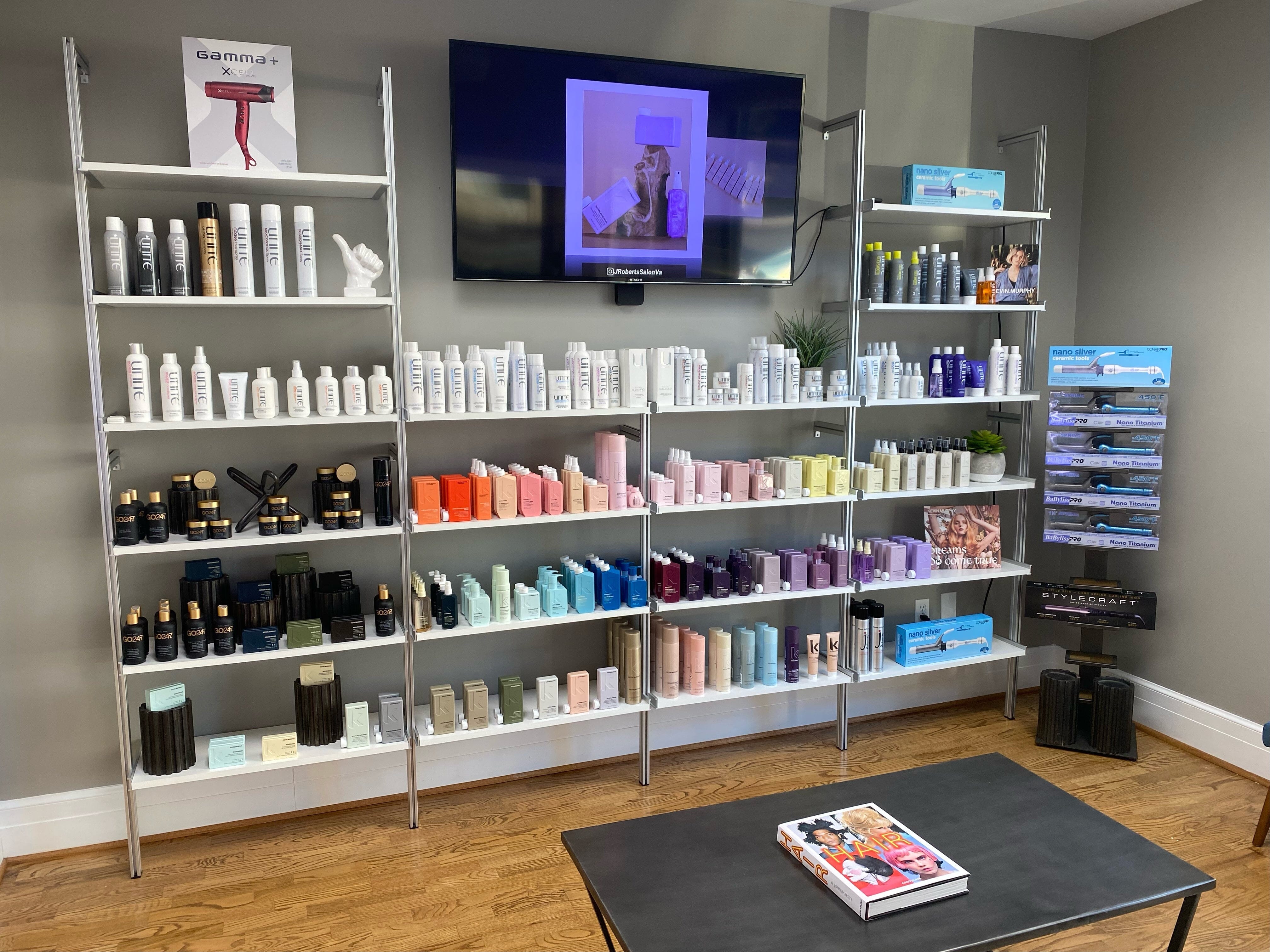 Salon Retail Display Upgraded With Modern Shelving salon-retail-display-upgraded-with-modern-shelving