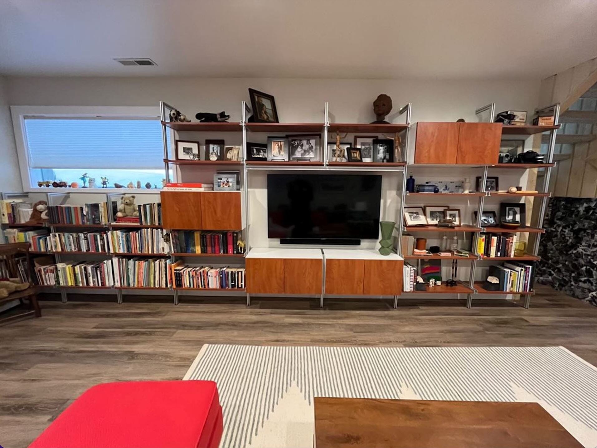 Custom Mid-Century Basement Shelving Inspired by George Nelson