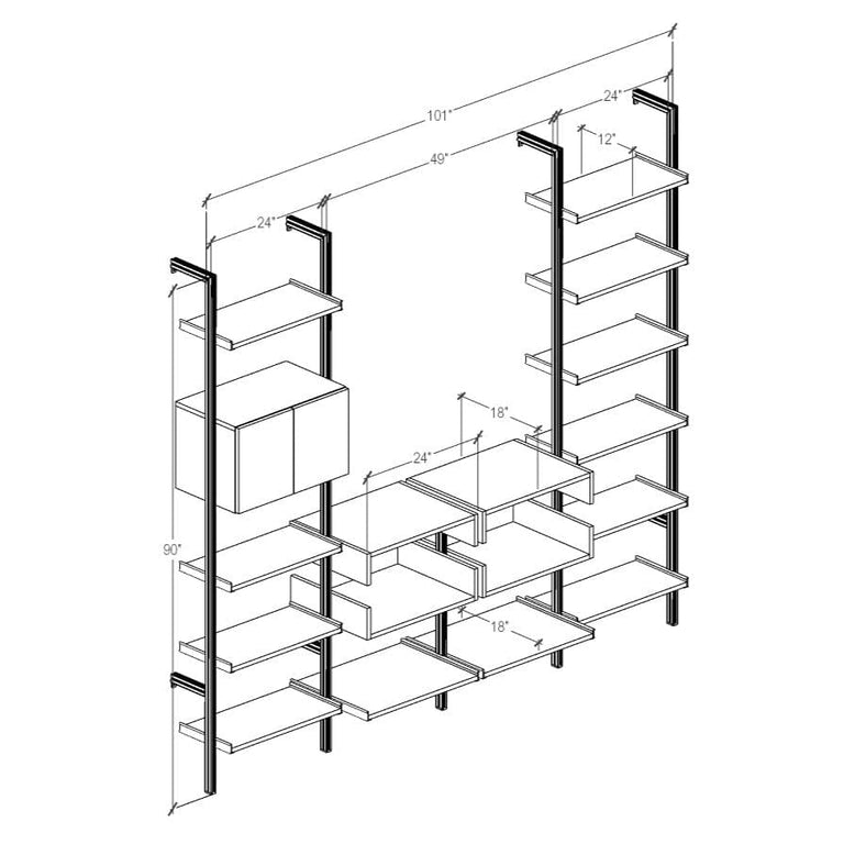 4 Bay Media Center Unit 15 Color Options Modern Shelving