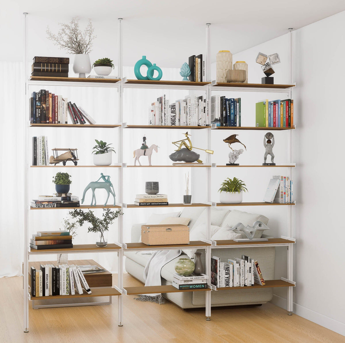Picture of Aluminaire Wood Inspired Floor to Ceiling Shelving Room Divider ...