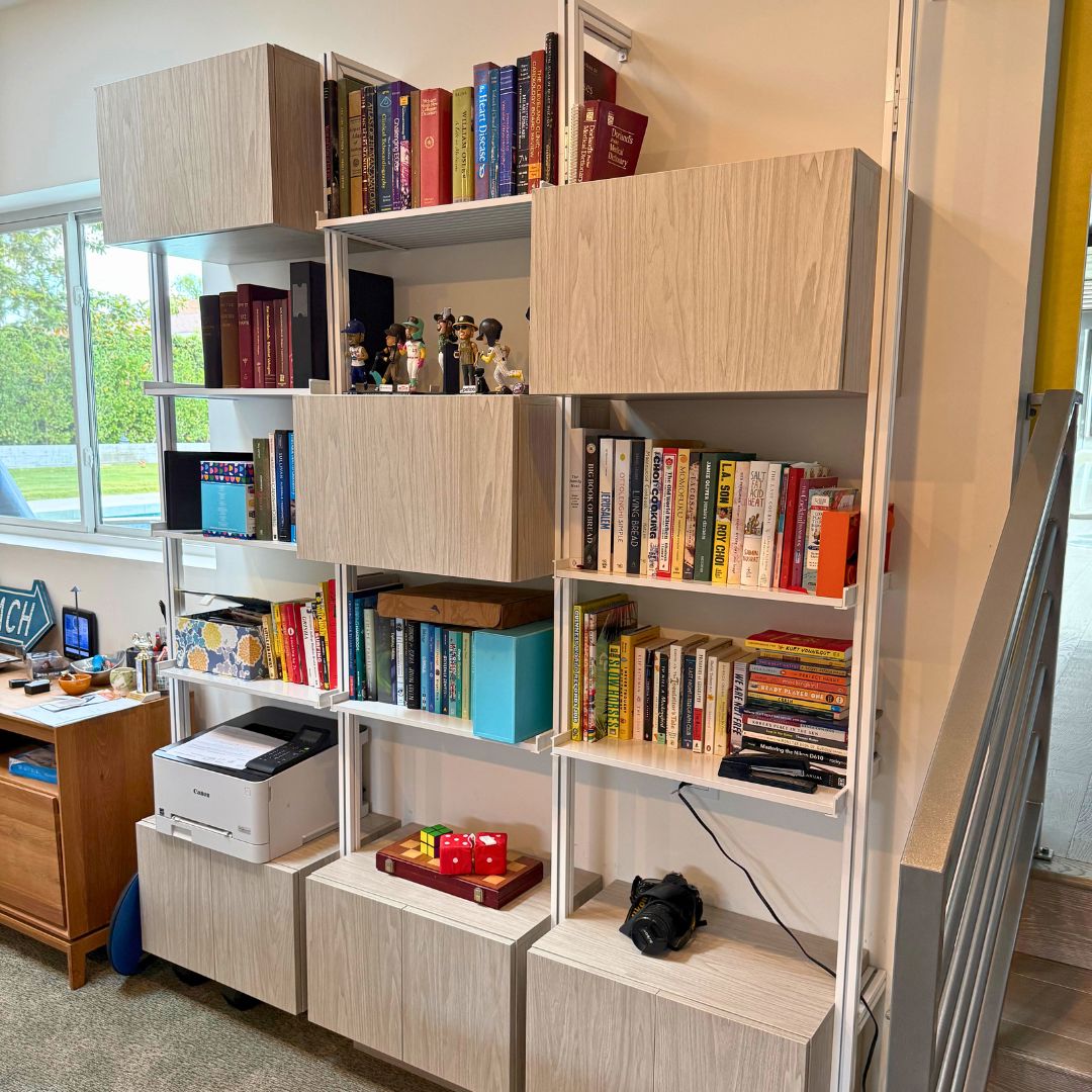 Modular Shelving Units - Aluminum Shelves and Wood Cabinets