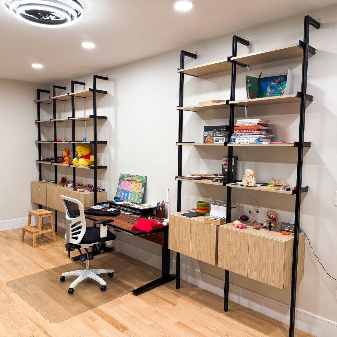 Modular Shelving Units - Aluminum Shelves and Wood Cabinets