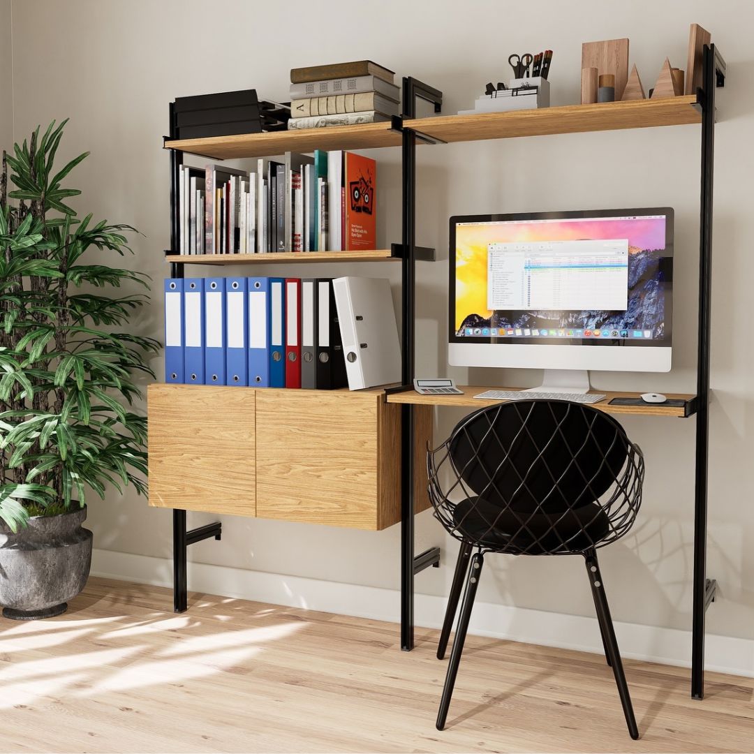 Modular Shelving Units - Aluminum Shelves and Wood Cabinets