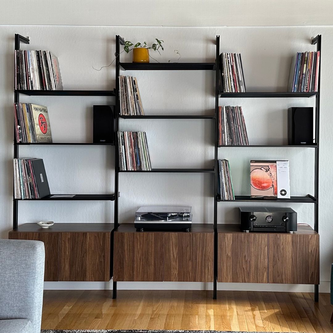 Modular Shelving Units - Aluminum Shelves and Wood Cabinets