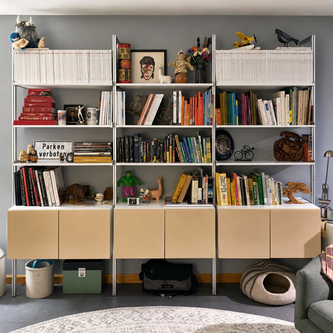 Modular Shelving Units - Aluminum Shelves and Wood Cabinets