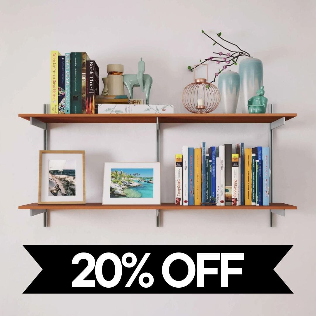 Aluminaire Wood Inspired Wall Mounted Shelving - 2 Shelf