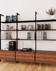 LP Vinyl Media Storage System - Aluminum + Wood Cabinets