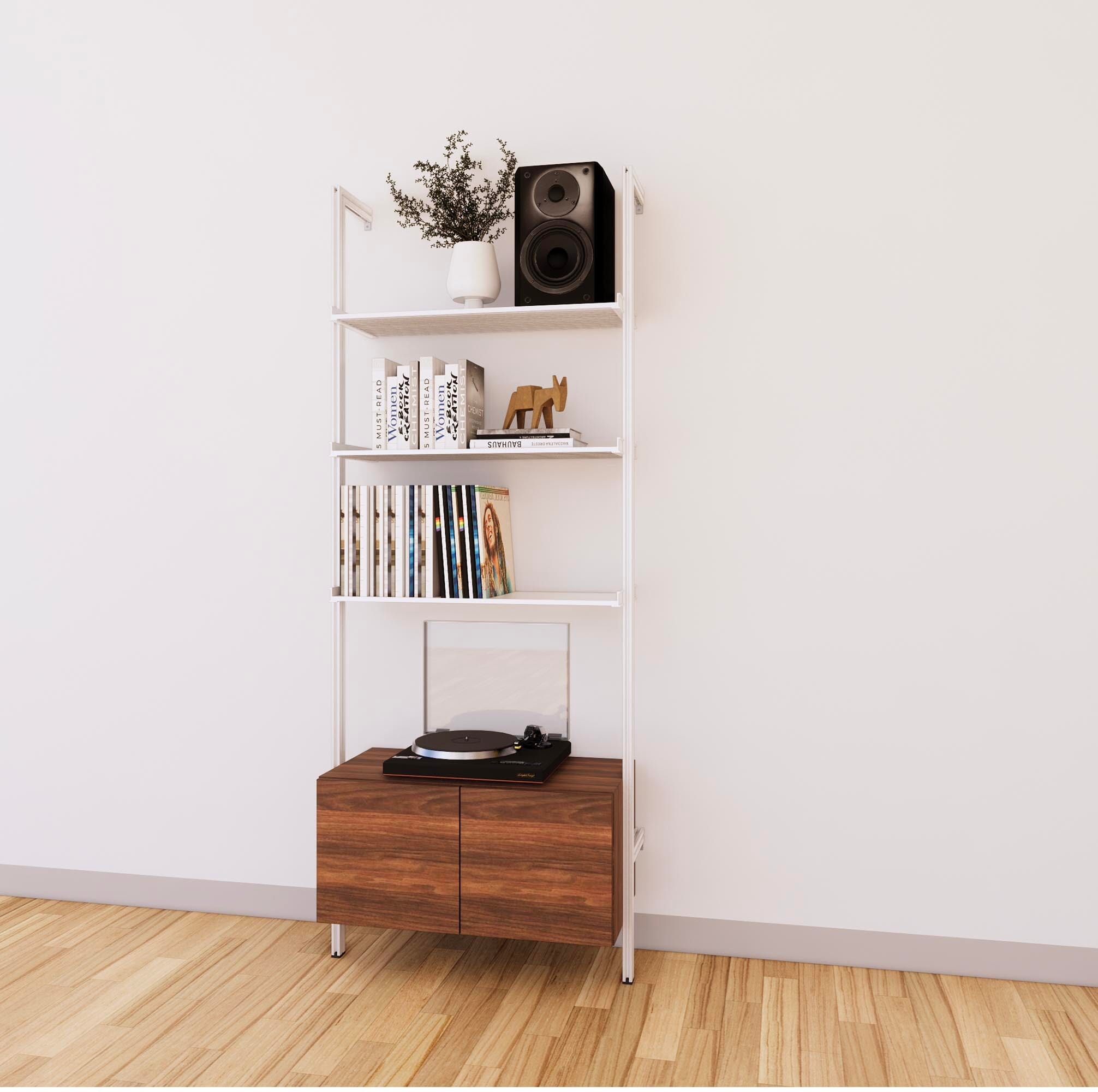 LP Vinyl Media Storage System - Aluminum + Wood Cabinets