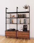 LP Vinyl Media Storage System - Aluminum + Wood Cabinets