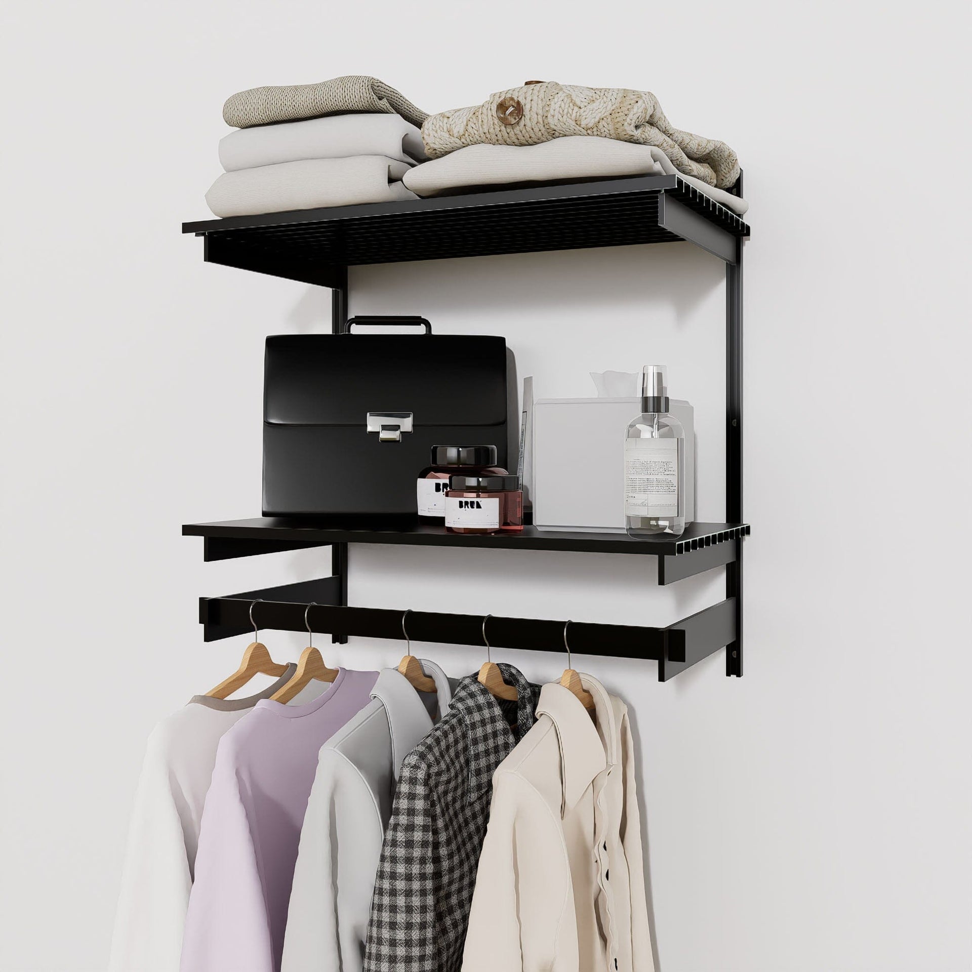 Wall-Mounted Closet Shelves with Hanger Bar | Modern Shelving